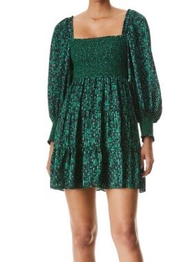 NWOT Alice + Olivia Rowen Mini Dress Puff Sleeve Smocked Medium Retail $440